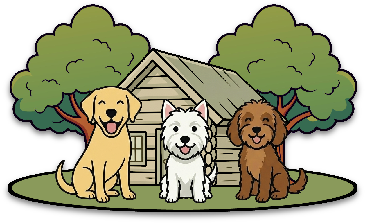 Woodside Dog Grooming Cabin Logo
